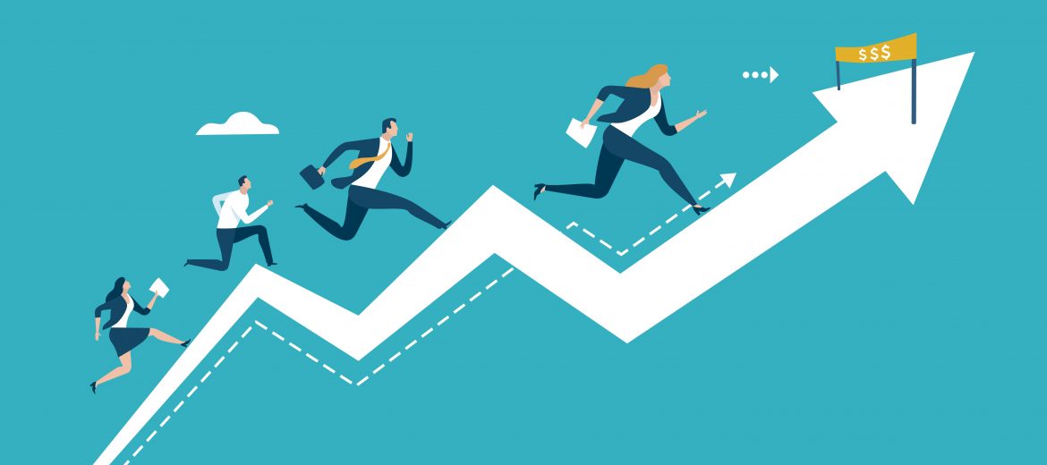 Run to the finish line Business vector illustration